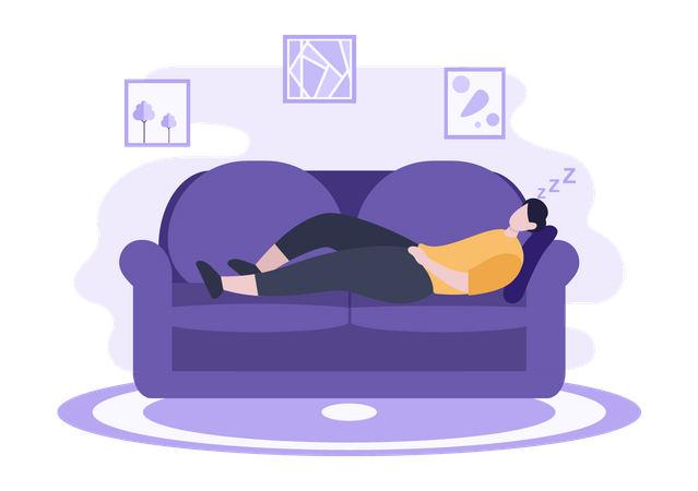 Man sleeping on sofa Illustration