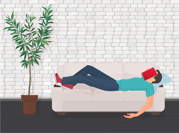 Man sleeping on sofa  Illustration