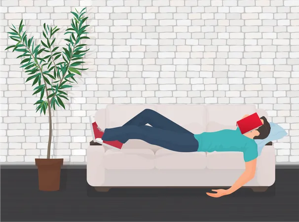 Man sleeping on sofa  Illustration