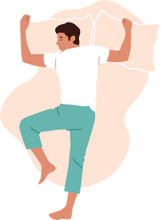 Man sleeping peacefully on belly  Illustration