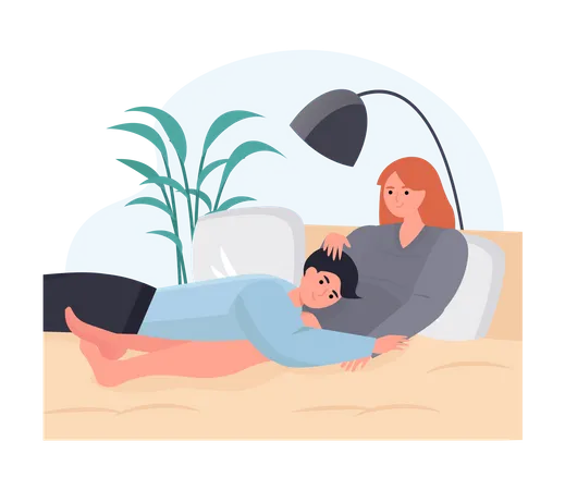 Man sleeping with woman Illustration