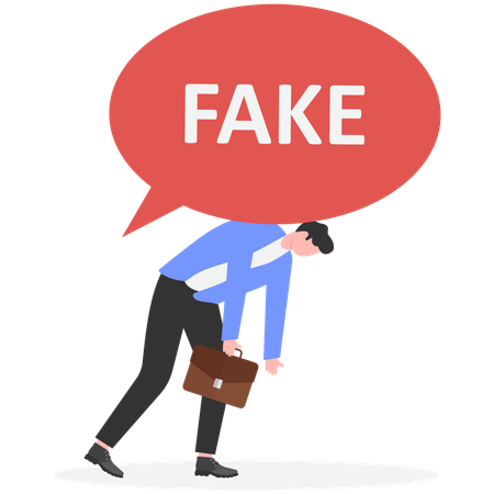 Man smashed to ground by fake news  Illustration