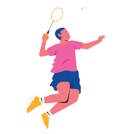 Man Smashing badminton  Illustration