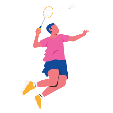 Man Smashing badminton  Illustration