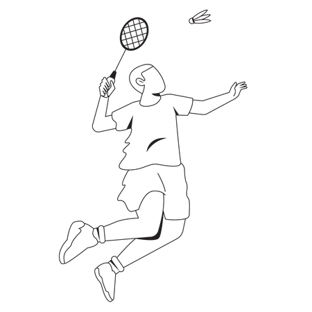 Man Smashing badminton Illustration