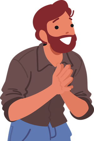 Man smiling brightly  Illustration