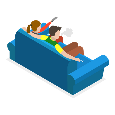 Man smoking at home  Illustration