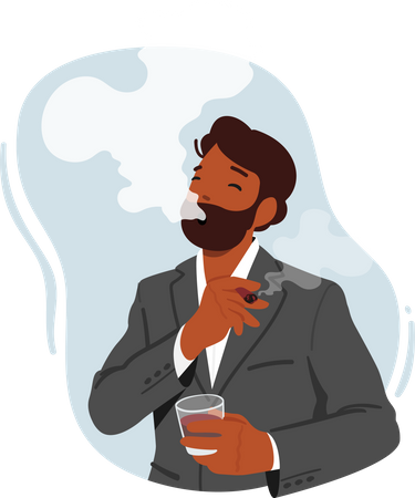 Man smoking cigarette Illustration