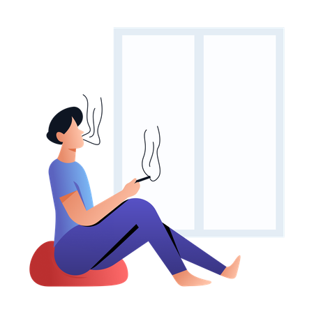 Man Smoking cigarette  Illustration