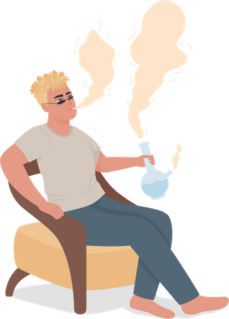 Man smoking glass pipe Illustration