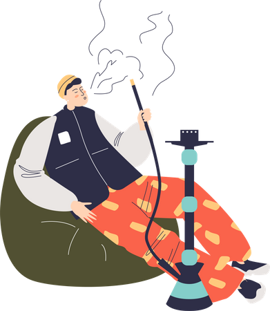 Man smoking hookah  Illustration