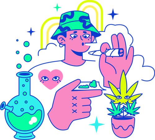 Man smoking weed cigarette  Illustration