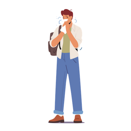 Man Sneezing  Illustration