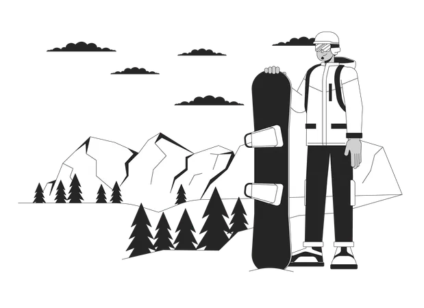 Man snowboarding vacation  Illustration