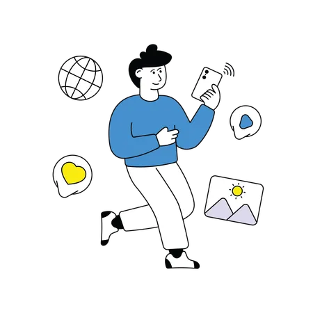 Man social media user  Illustration