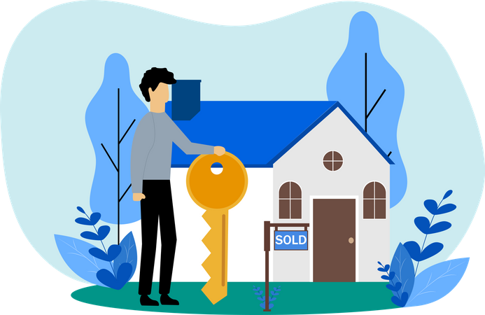 Man sold house  Illustration