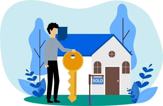 Man sold house  Illustration