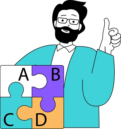 Man solving english puzzle  Illustration