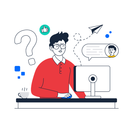 Man solving FAQ  Illustration