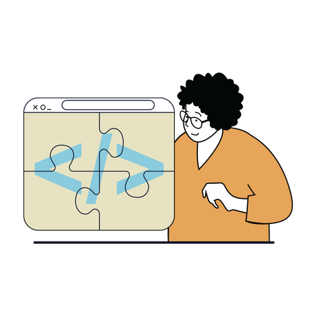 Man solving jigsaw puzzle  Illustration