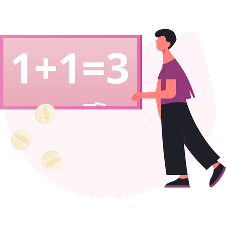 Man solving math solution  Illustration