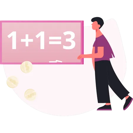 Man solving math solution  Illustration