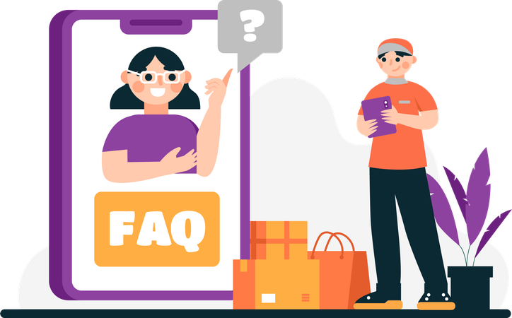 Man solving questions from customers  Illustration