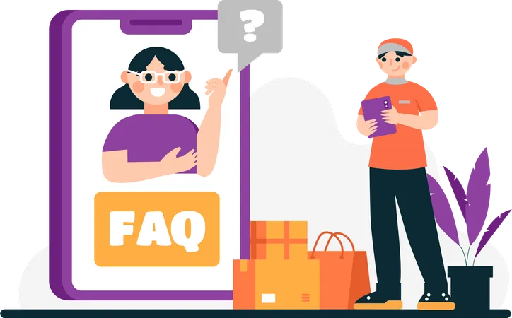 Man solving questions from customers  Illustration