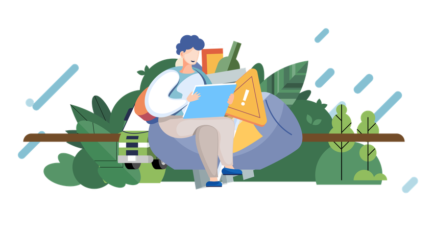 Man sorting and recycling of garbage  Illustration