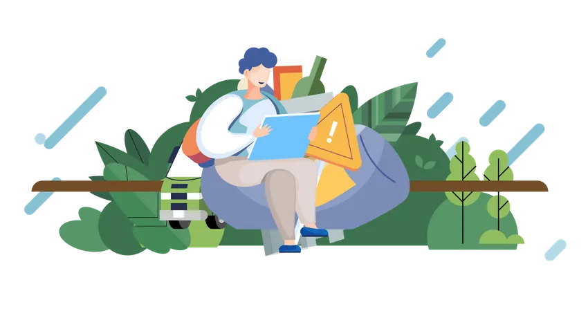 Man sorting and recycling of garbage  Illustration
