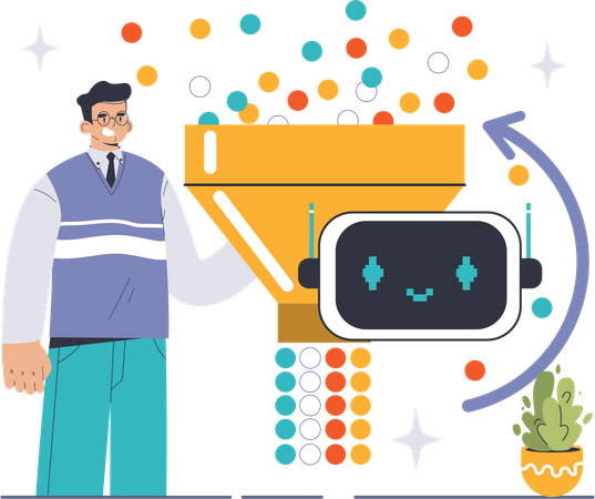 Man sorting data  Illustration