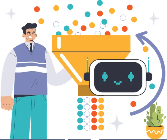 Man sorting data  Illustration