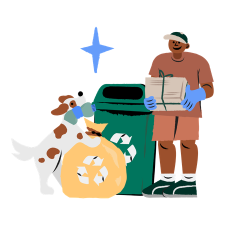 Man sorting trash  Illustration