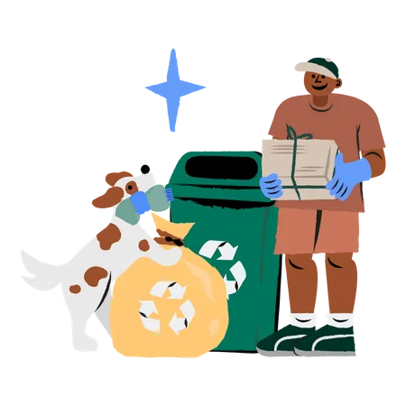 Man sorting trash  Illustration