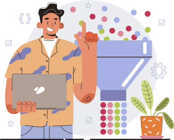 Man sorting user from funnel  Illustration