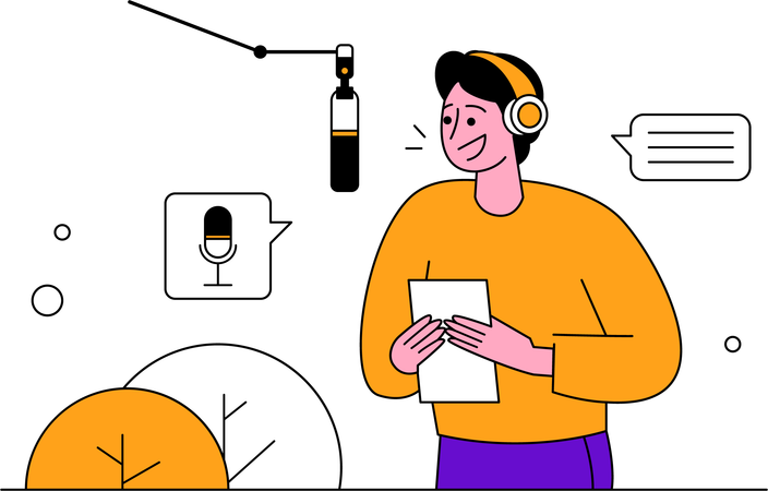 Man speak in podcast  Illustration