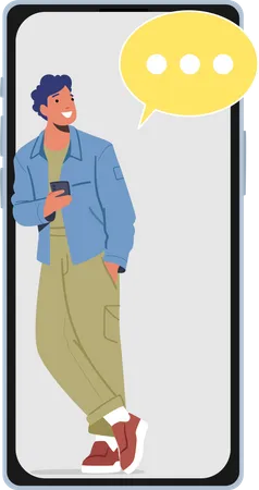 Man speaking by mobile phone Illustration