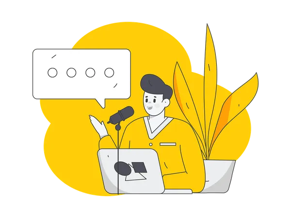 Man speaking in a podcast  Illustration