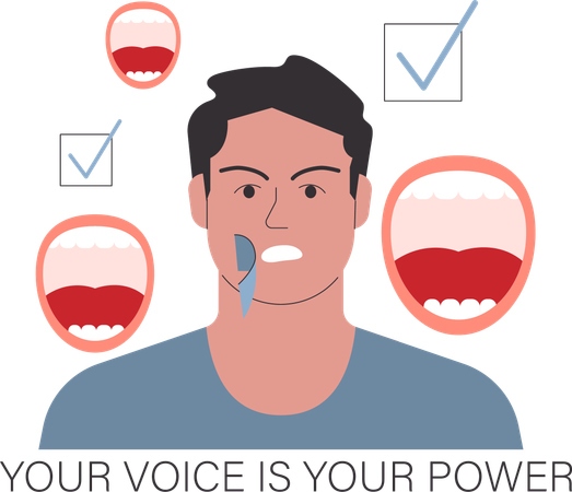 Man speaking on Your voice is your power  Illustration