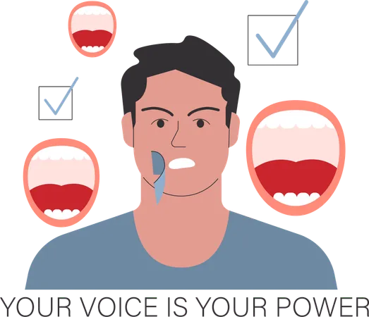 Man speaking on Your voice is your power  Illustration