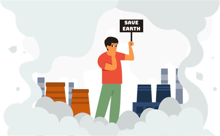 Man speaking out to save earth  Illustration