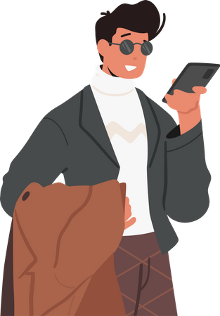 Man Speaks On Mobile Phone  Illustration