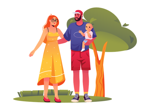 Man spend time with family  Illustration
