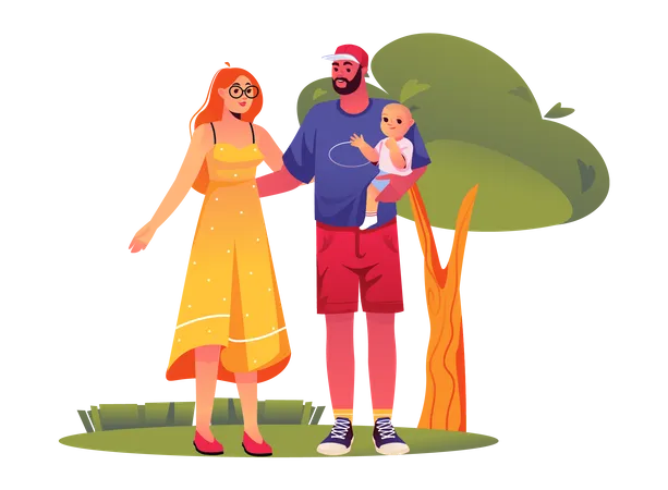 Man spend time with family  Illustration