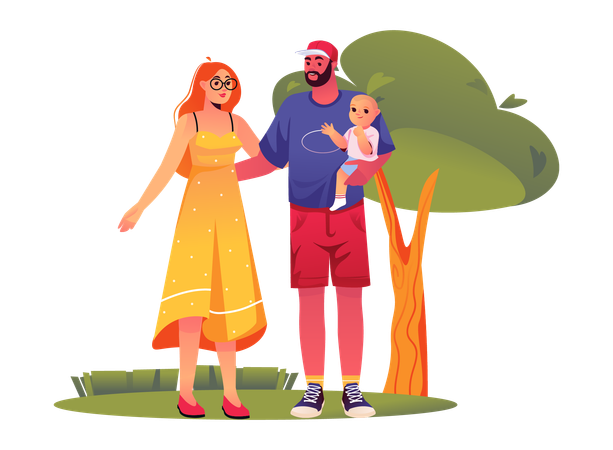 Man spend time with family  Illustration
