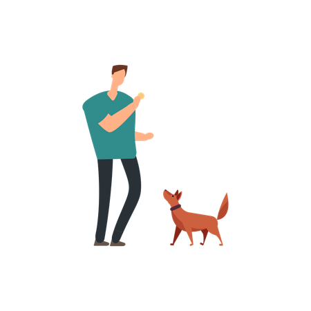 Man spends quality time with his dog  Illustration