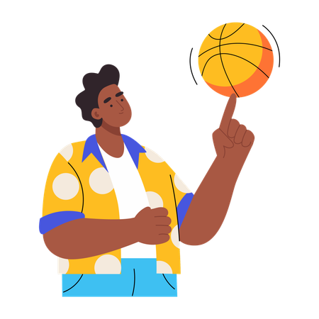 Man spinning ball on his hand  Illustration