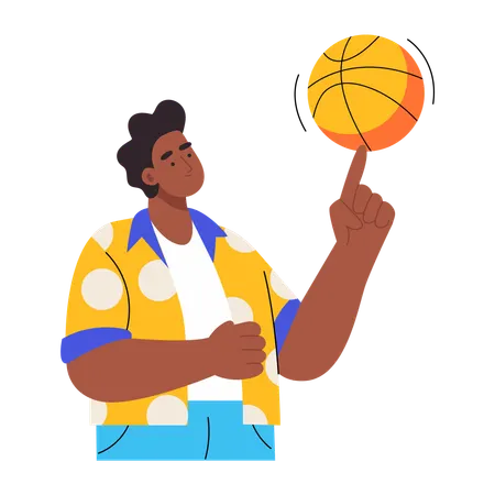 Man spinning ball on his hand  Illustration