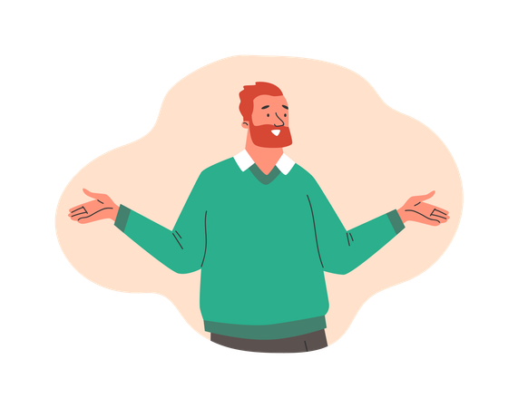 Man spreads his arms to sides  Illustration