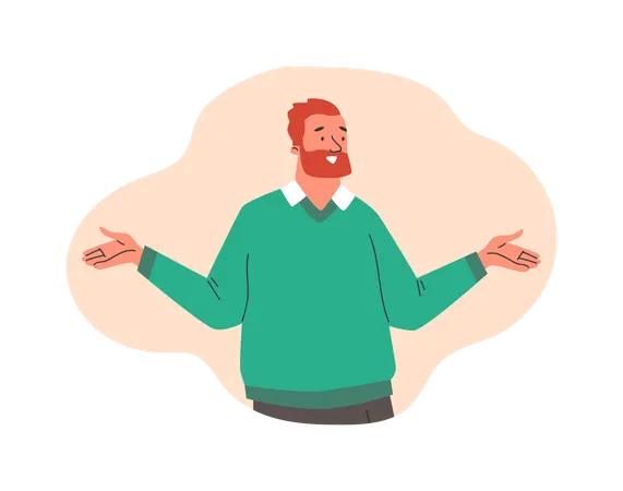 Man spreads his arms to sides  Illustration